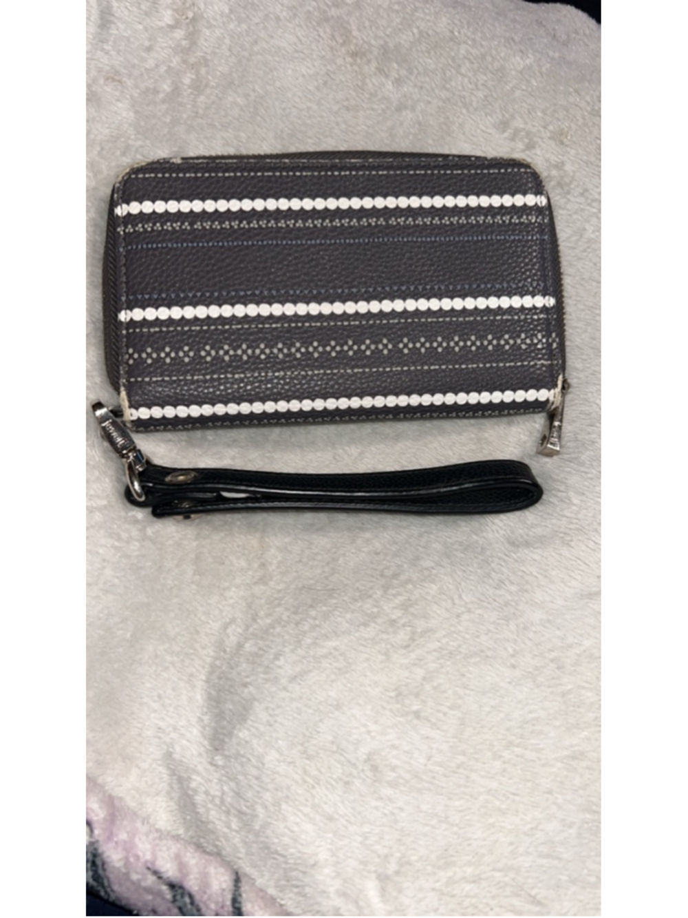 Women's Thirty-One Gray White Striped Wallet One Size